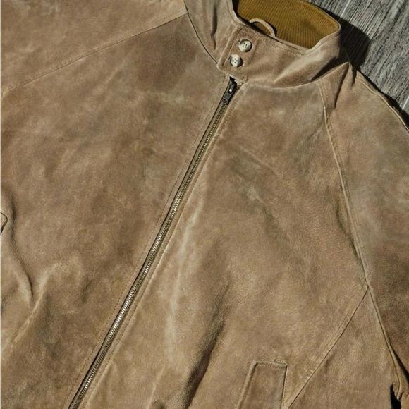 Orvis Genuine Leather Bomber Jacket Full Zip Plaid Lined Barn Chore Mens XL - Picture 4 of 9